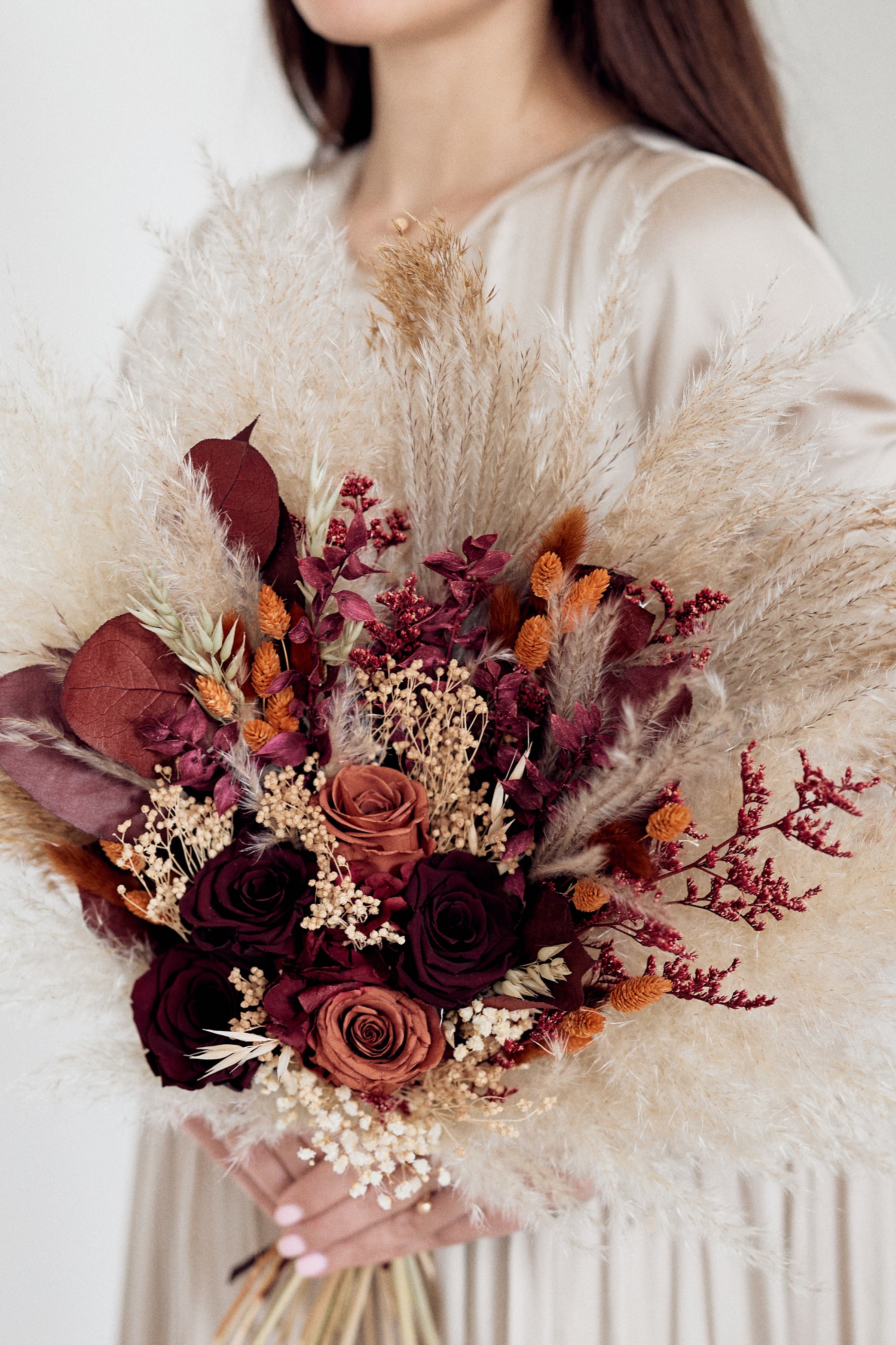 Pink and White Bridal Bouquet, Dried Flowers Bouquet, Dried Flowers Br –  UkrainianFlowersShop