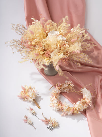 Dried Flower Crown Cream With Dusty Flowers For Your Special Day