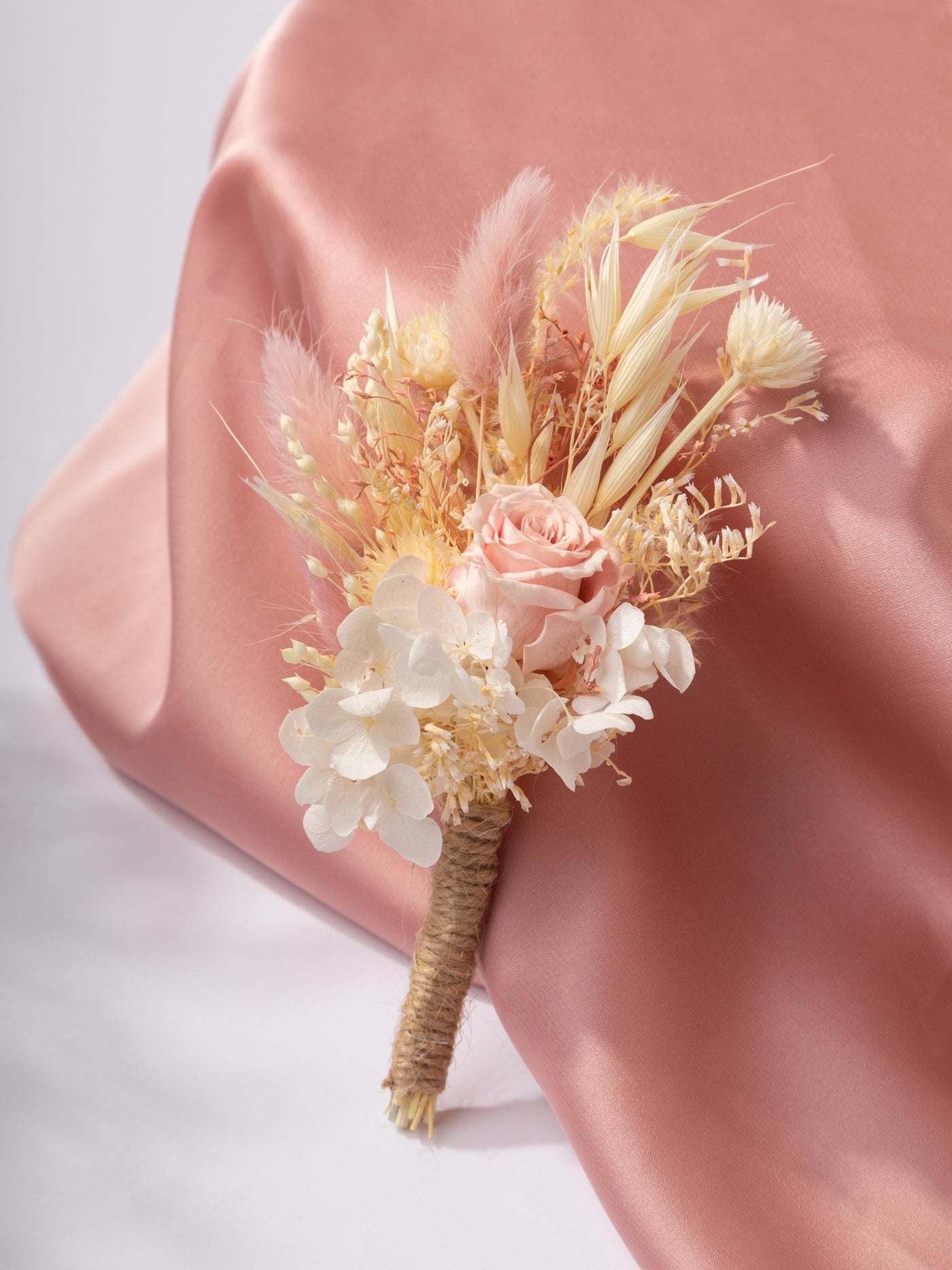 Dried Flower Boutonniere Cream With Dusty Flowers For Your Special Day