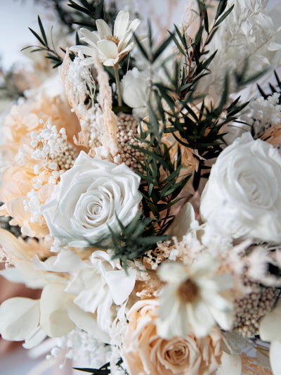 Bridal bouquet with preserved dusty roses for your special day