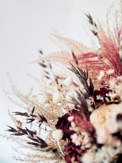 Bridal burgundy bouquet with dusty rose for your special day