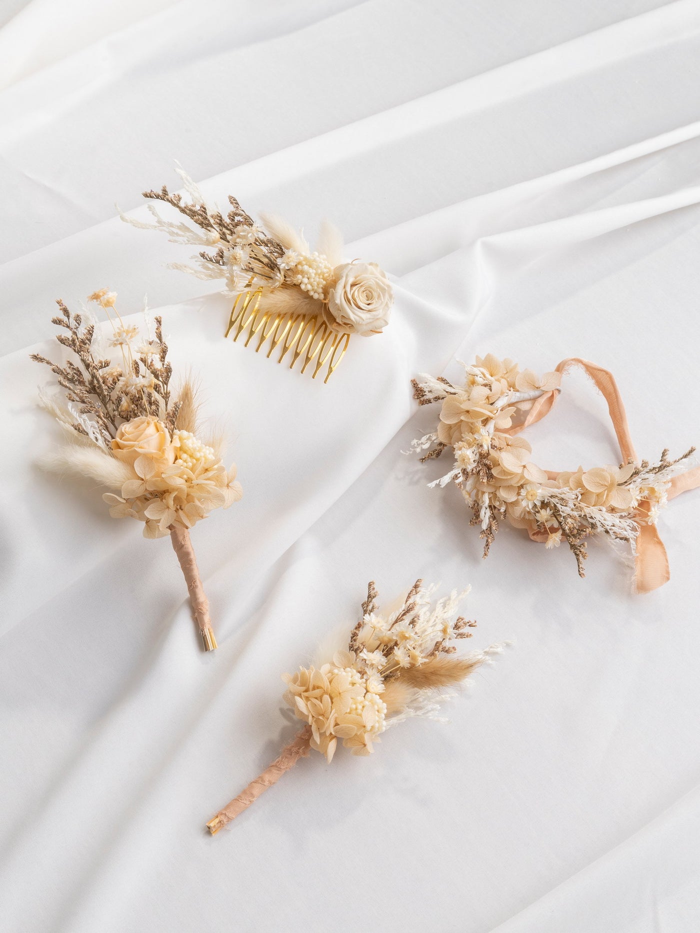 Beige Wedding Boutonniere