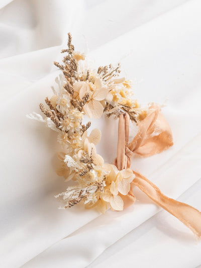 Beige Wedding Wrist Corsage