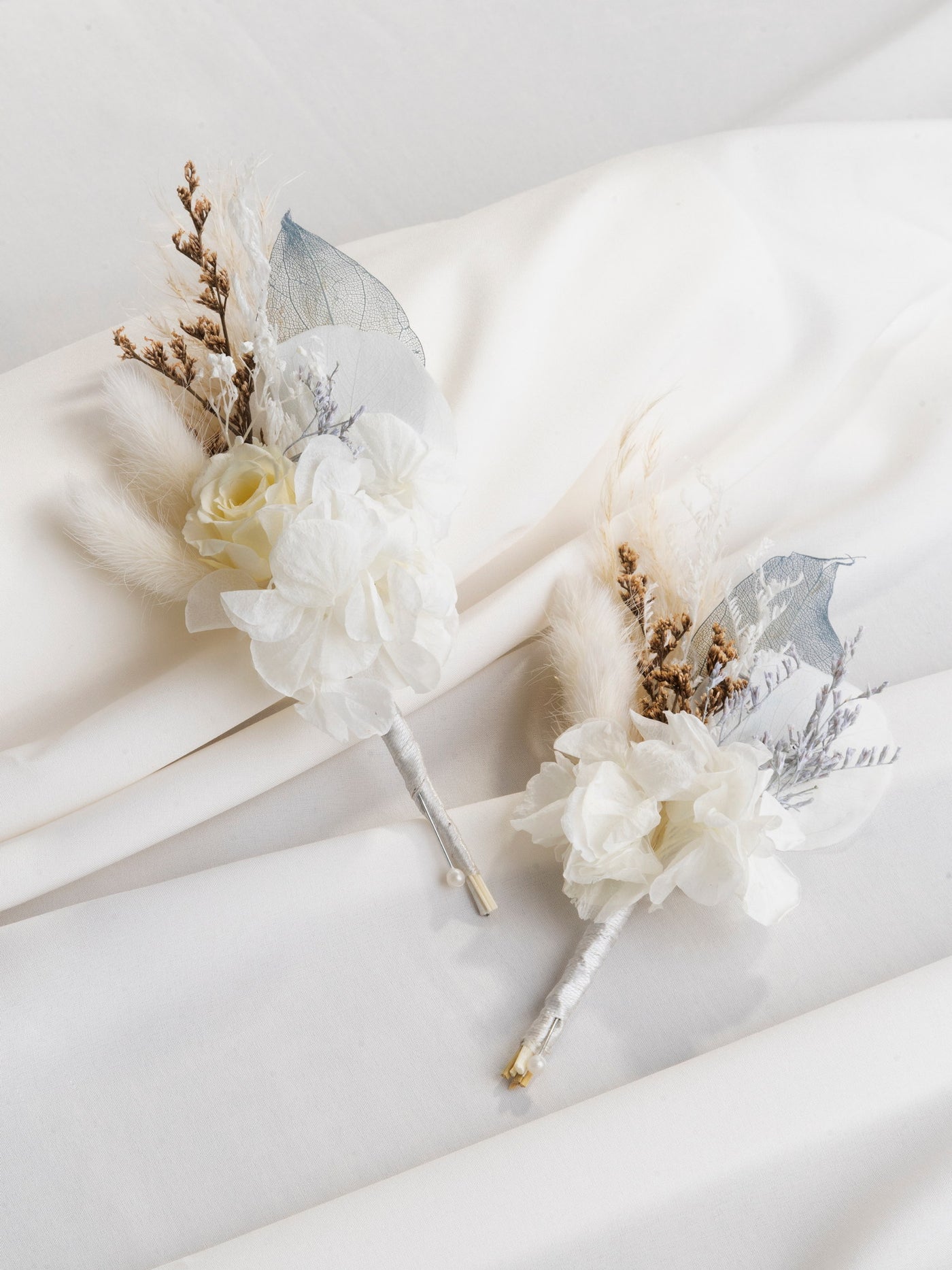 Boho Navy Blue And White Boutonnieres