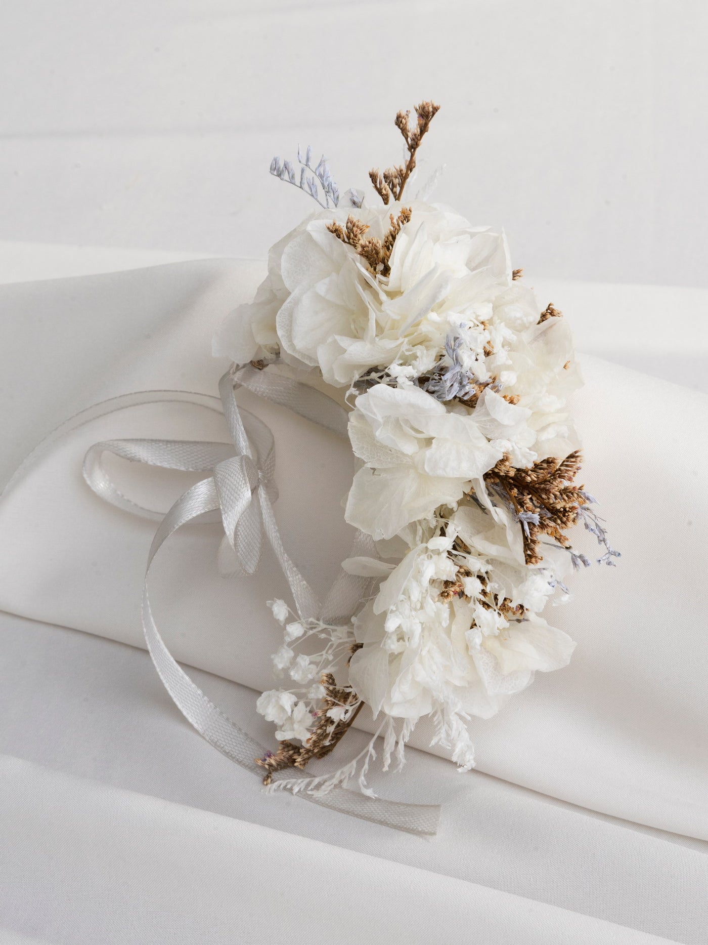 Boho Navy Blue And White Wrist Corsage