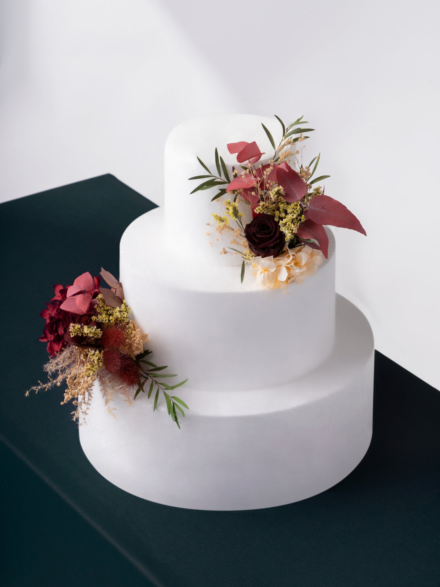 Cake Topper With Romantic Marsala Dusty Rose And Hydrangea