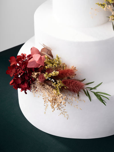 Cake Topper With Romantic Marsala Dusty Rose And Hydrangea