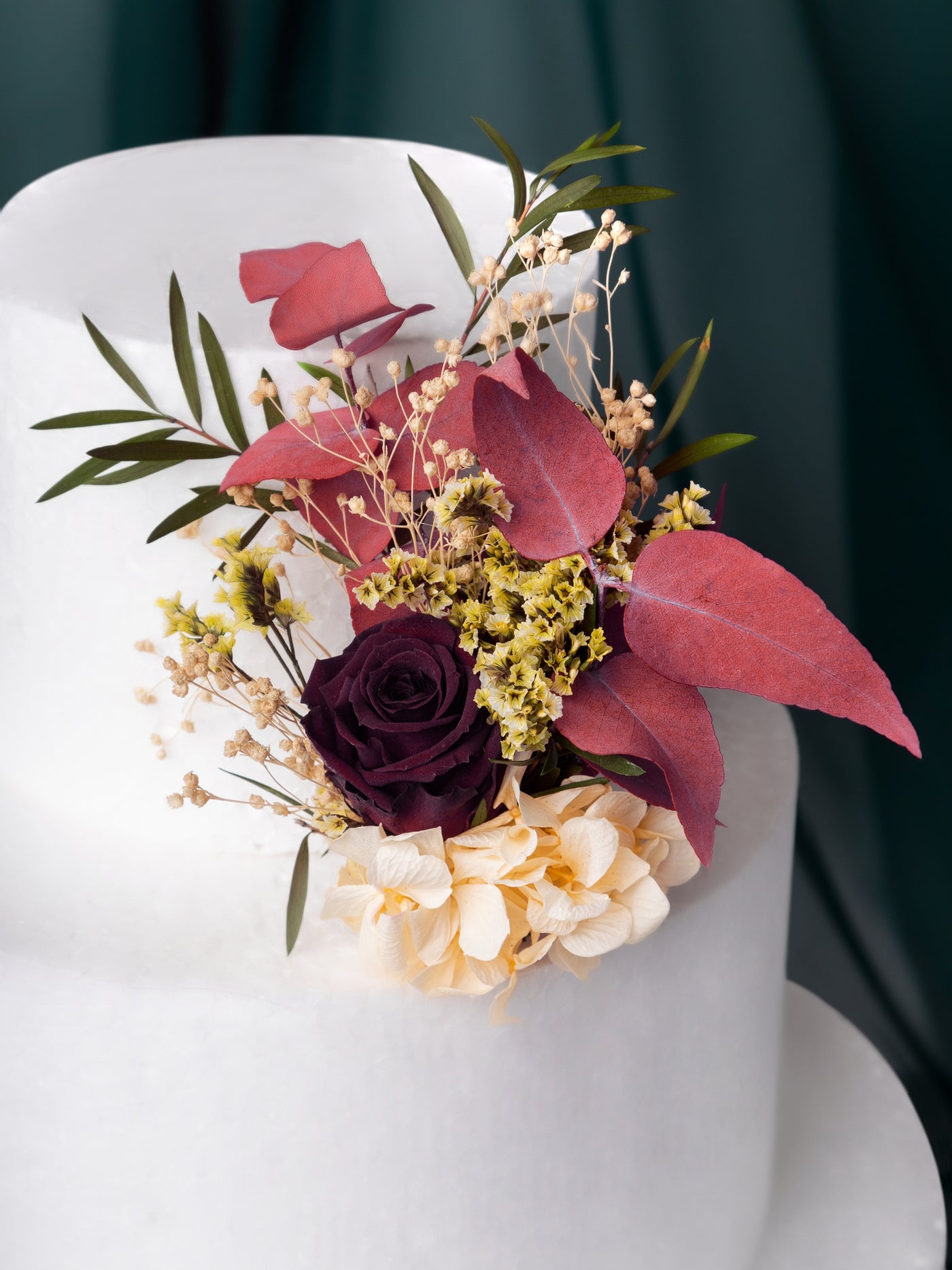 Cake Topper With Romantic Marsala Dusty Rose And Hydrangea