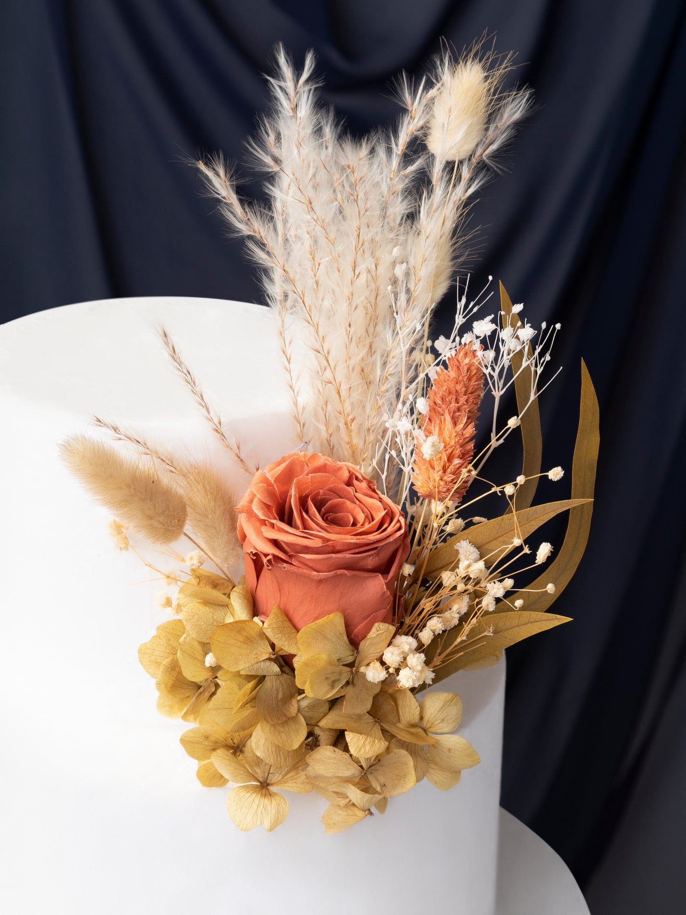 Cake Topper With Terracotta Preserved Flowers For Your Special Day