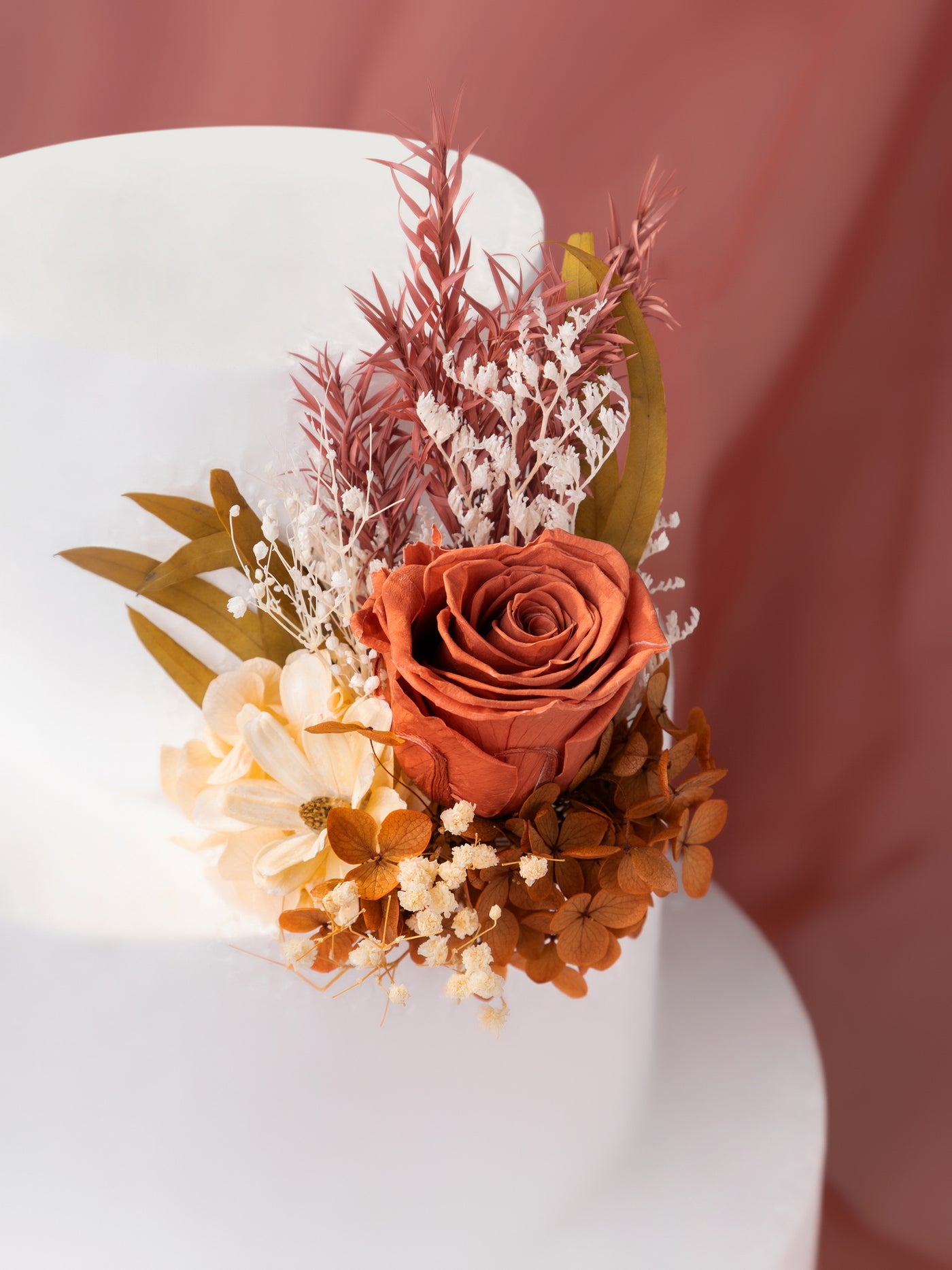 Cake Topper Cream With Dusty Roses For Your Wedding Day