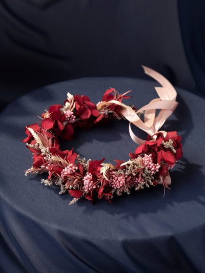 Dried Flower Crown Burgundy With Dusty Rose For Your Special Day