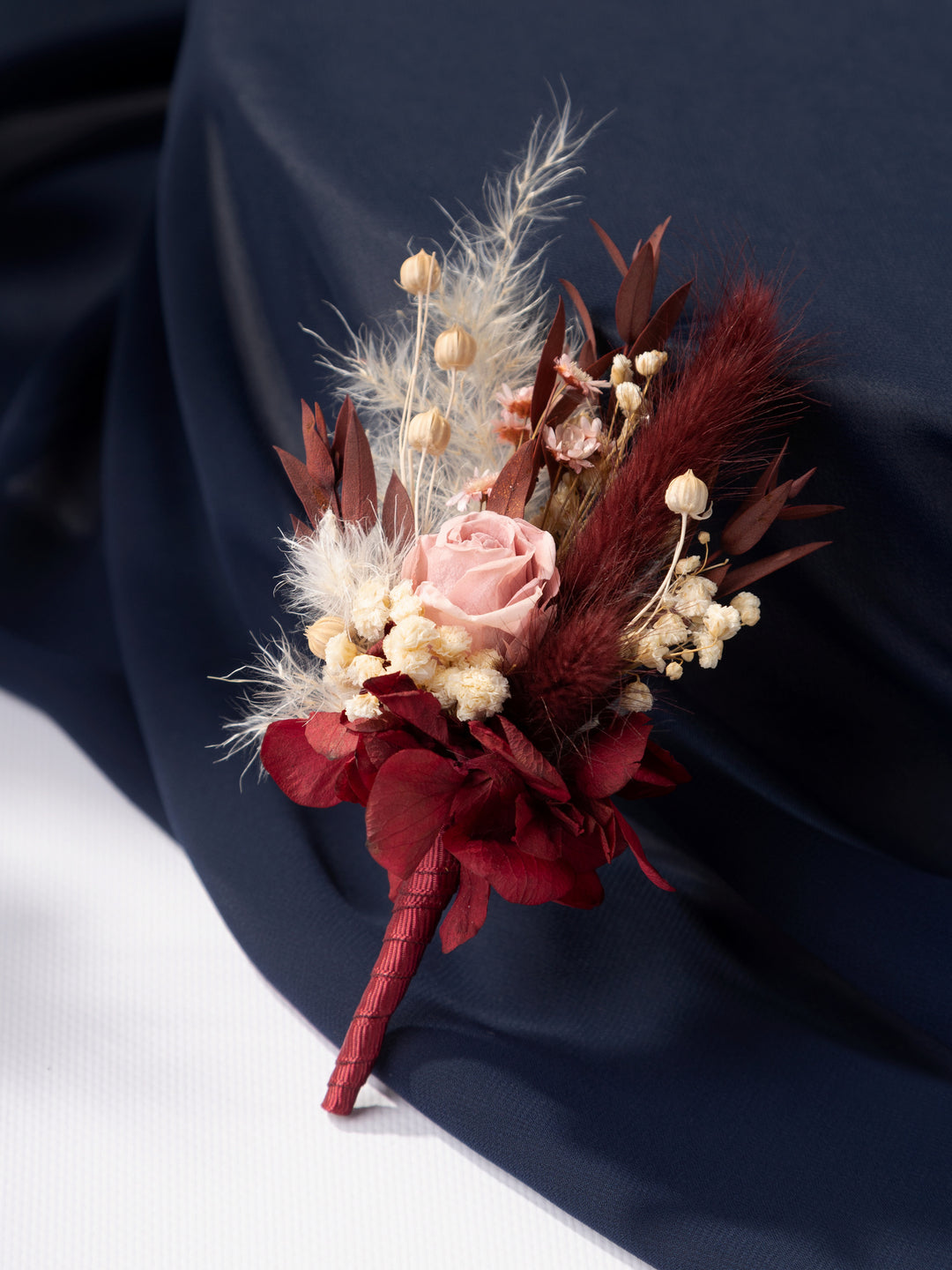 Dried Flower Boutonniere Burgundy With Dusty Rose - DecorFlowerBar Decorflowerbar Dried Flower Boutonniere Burgundy With Dusty Rose - DecorFlowerBar Decorflowerbar