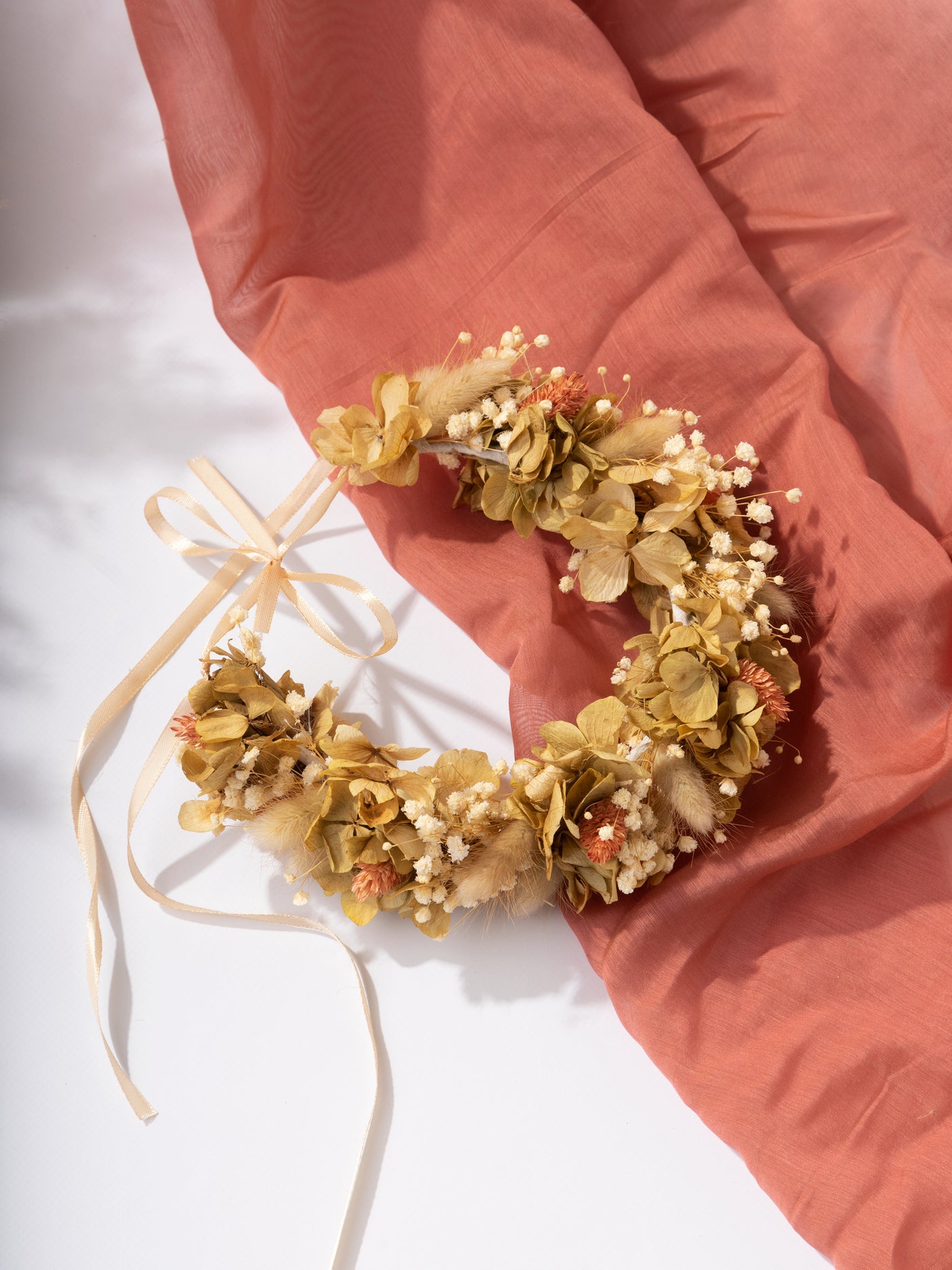 Dried Flower Crown With Terracotta Preserved Flowers For Your Special Day