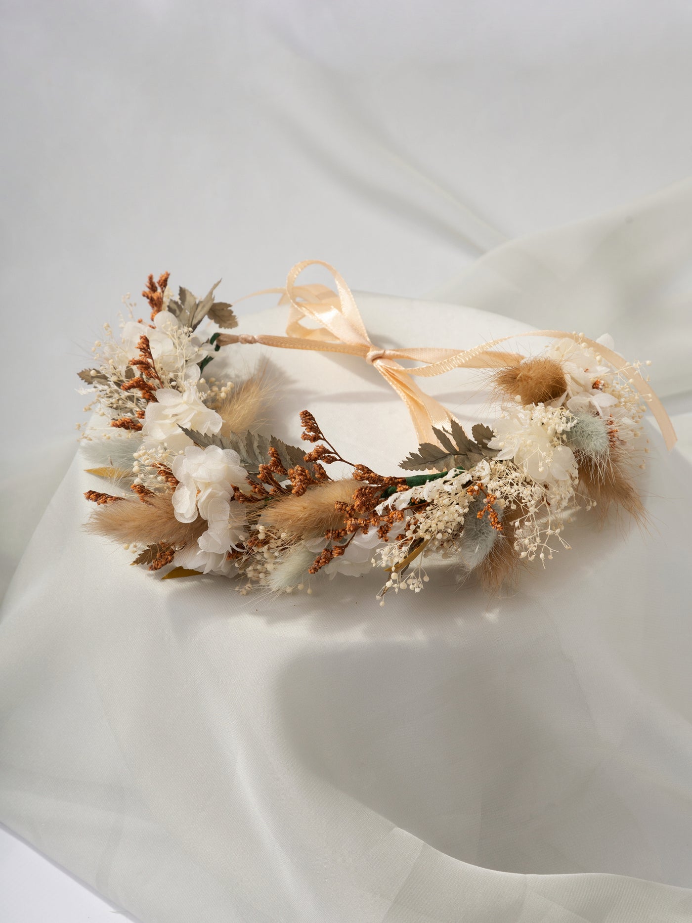 Dried Flower Crown Rust With Sage Green Flowers For Your Wedding Day