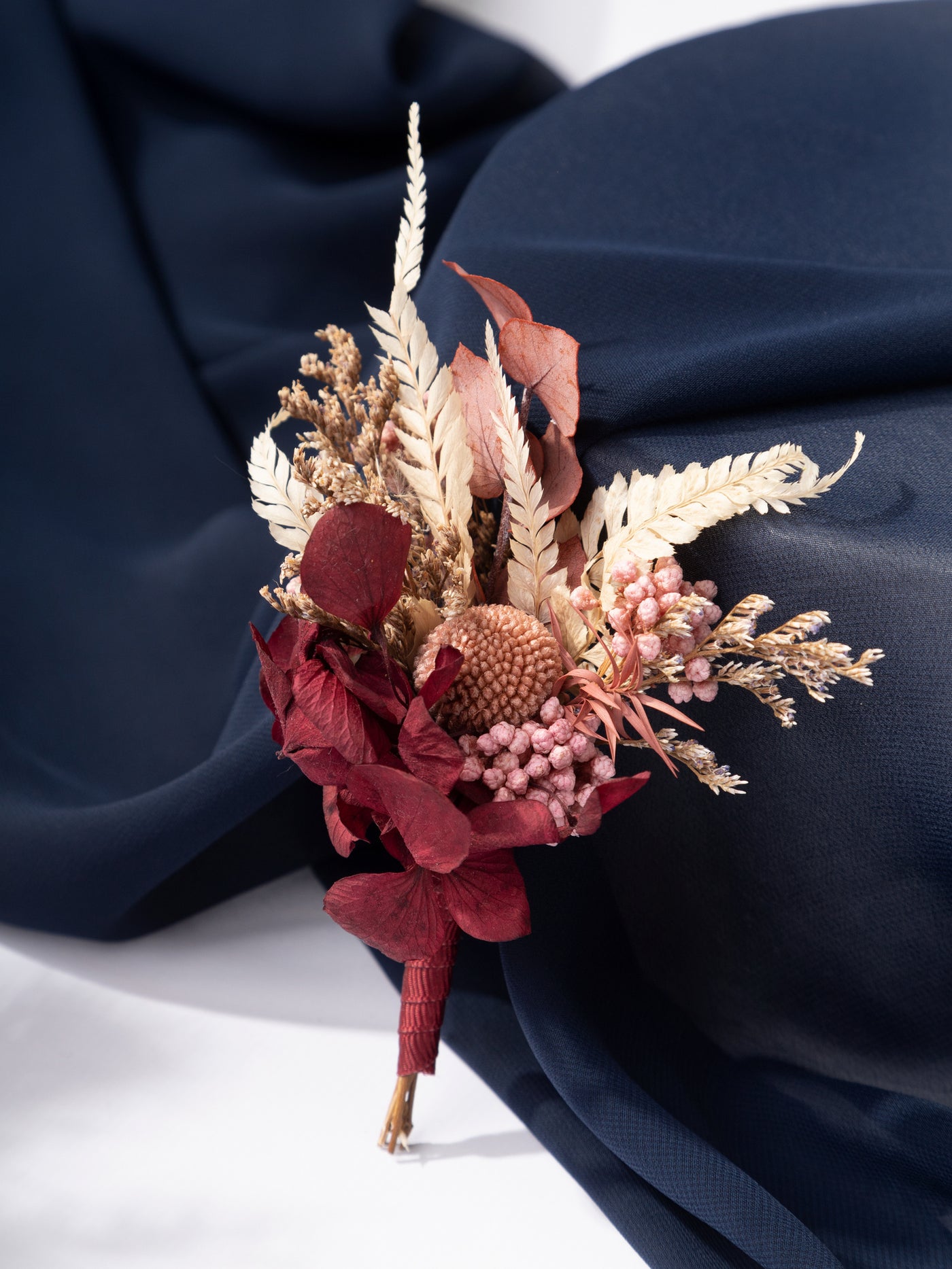 Dried Flower Boutonniere Burgundy With Dusty Flowers For Your Marriage Ceremony