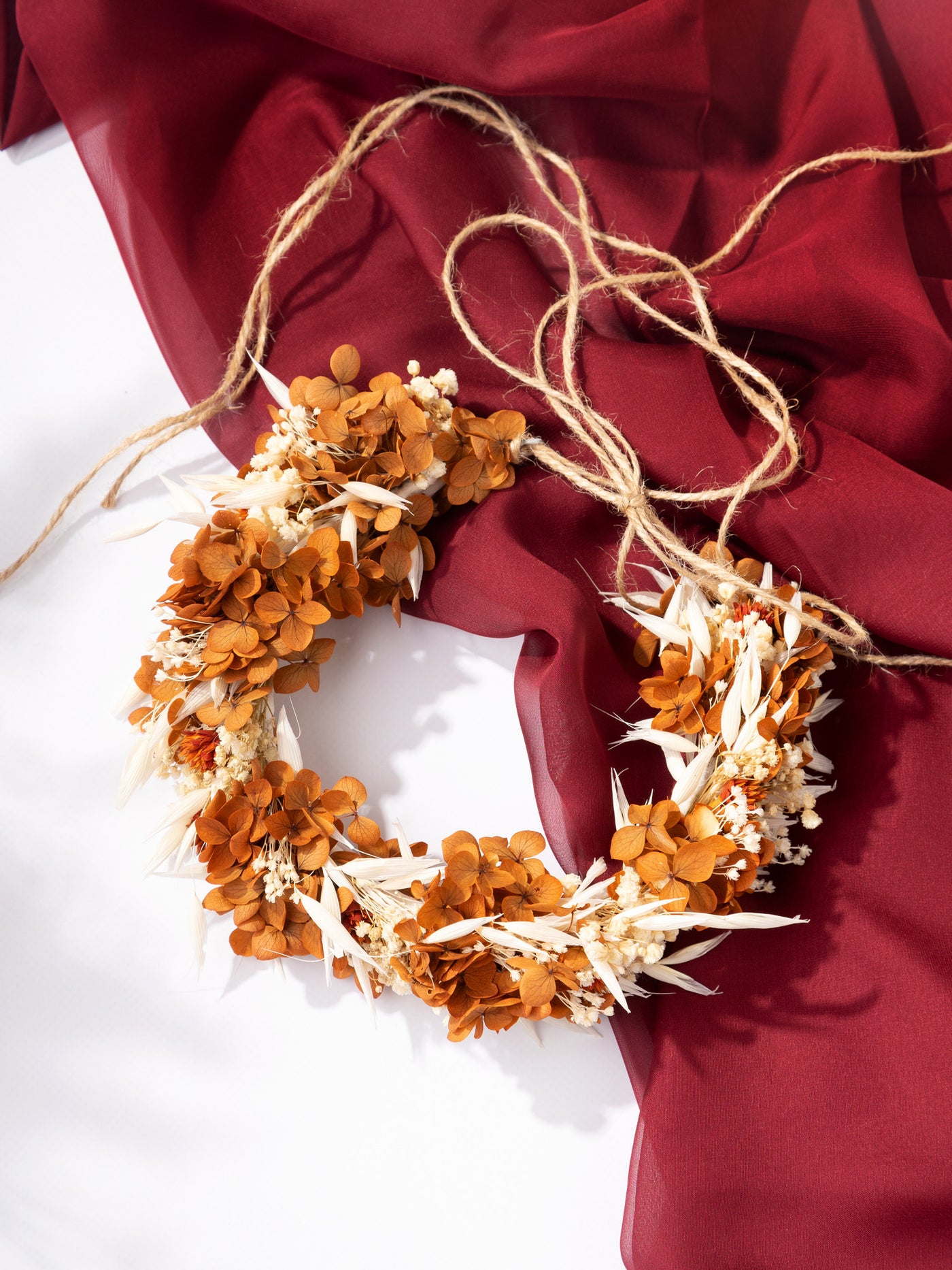 Dried Flower Crown Terracotta With Beige Dusty Flowers