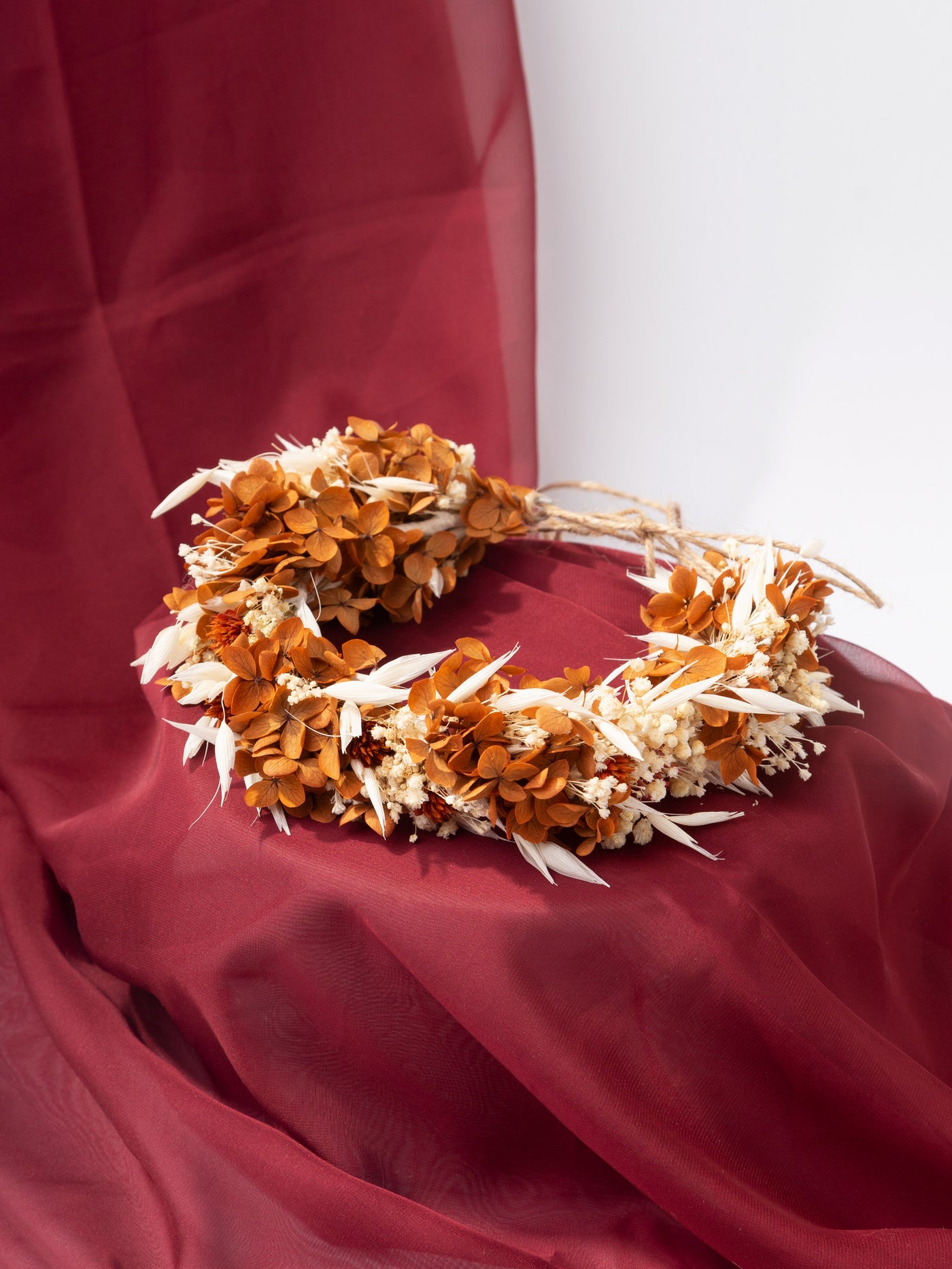 Dried Flower Crown Terracotta With Beige Dusty Flowers