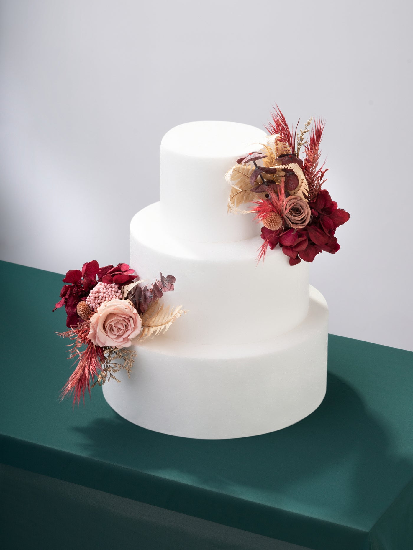 Cake Topper Burgundy With Dusty Flowers For Your Marriage Ceremony