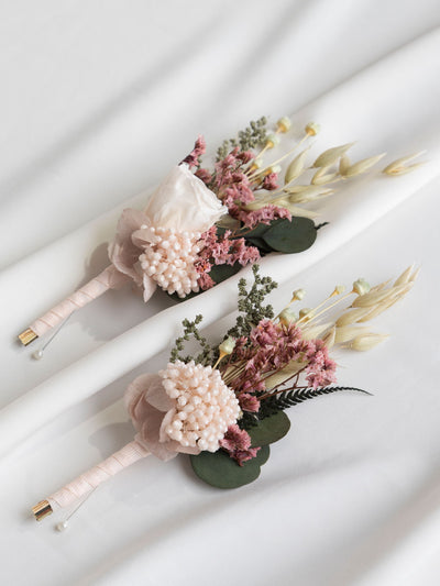 Greenery And Blush Peony Wedding Boutonniere