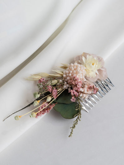 Greenery And Blush Peony Wedding Hair Comb