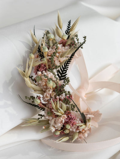 Greenery And Blush Peony Wedding Wrist Corsage