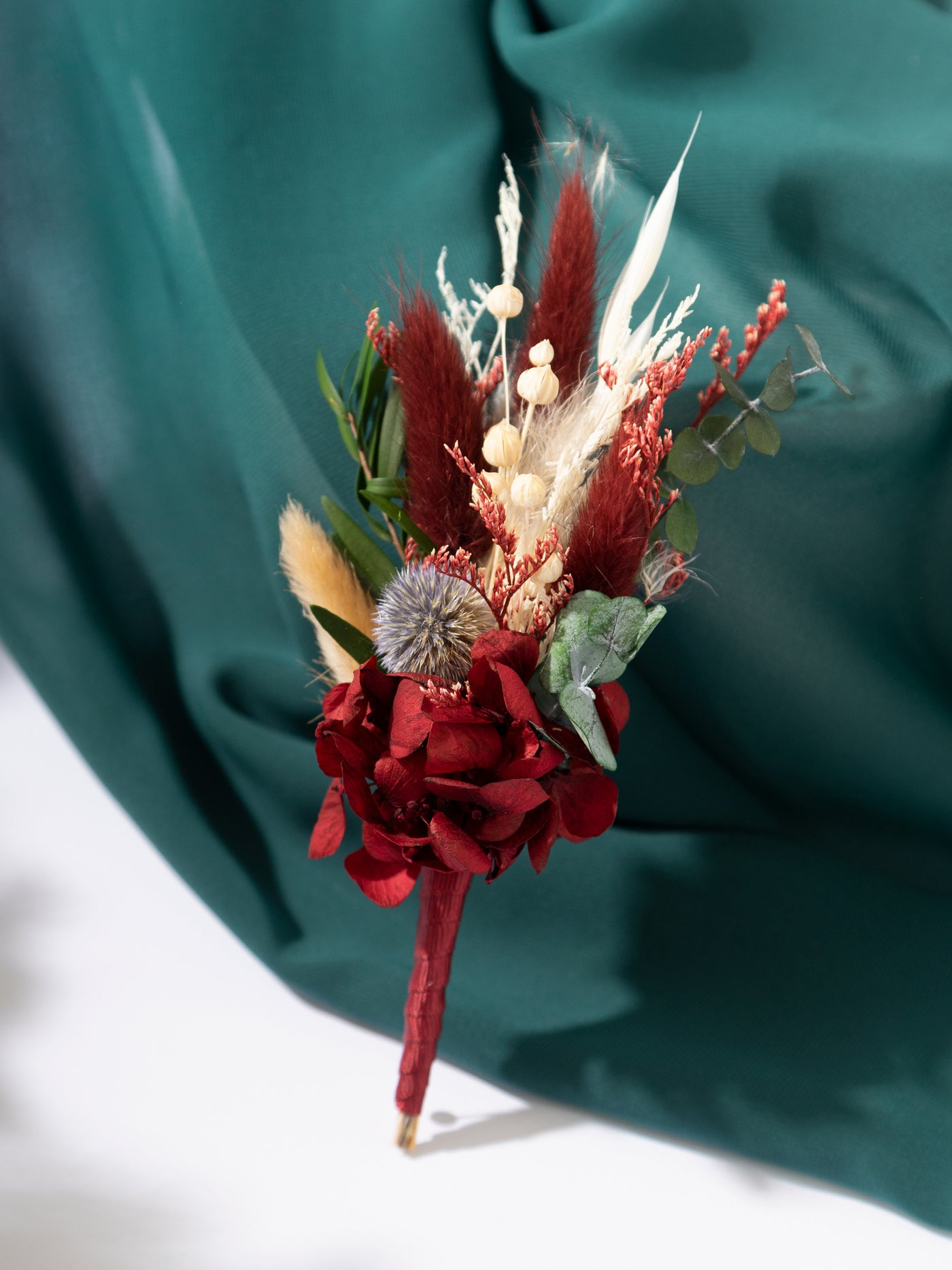 Marsalo Boutonniere With Greenery