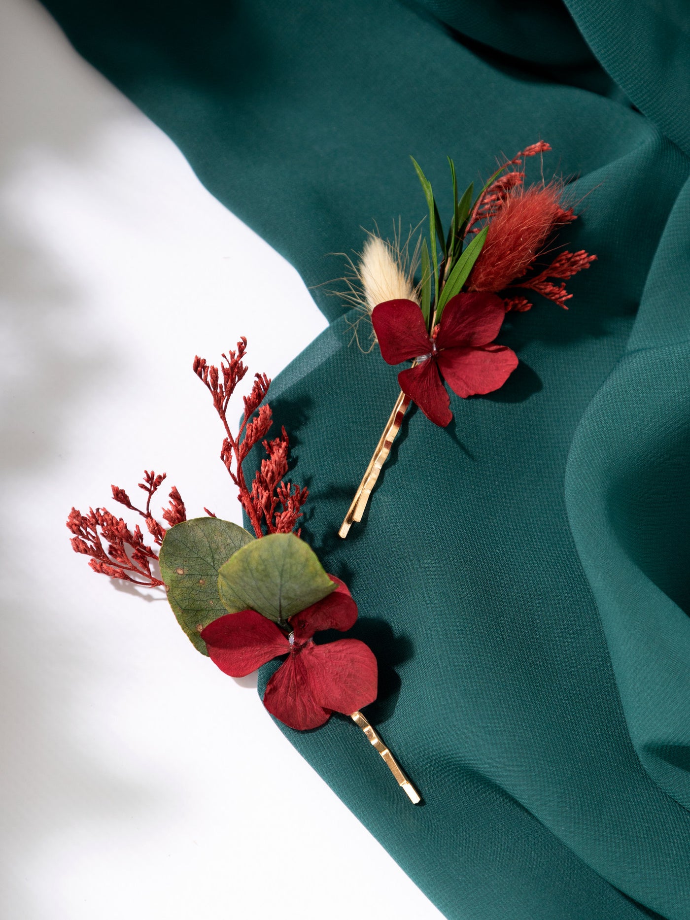 Marsalo Hair Pin With Greenery