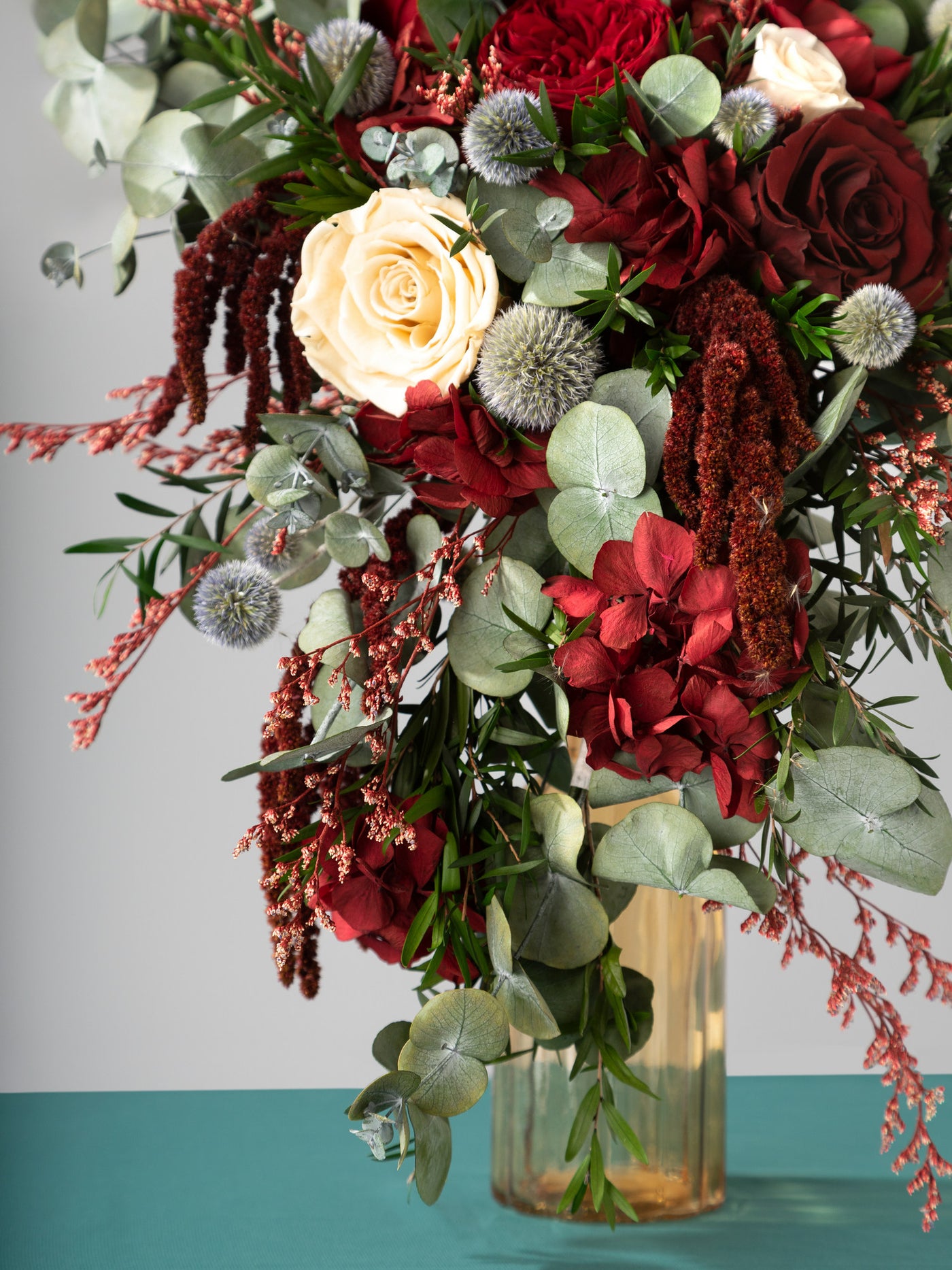 Bridal Cascading Marsalo Bouquet With Greenery