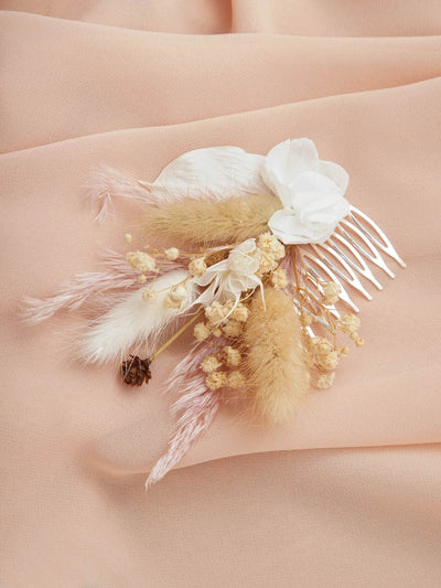 Light Pink And Rustic Wedding Hair Comb