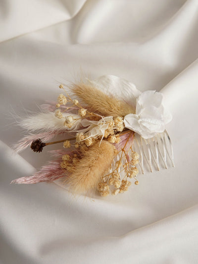 Light Pink And Rustic Wedding Hair Comb