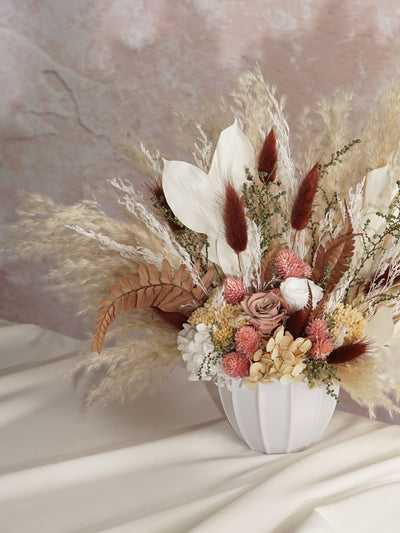 Blush And Coffee Wedding Centerpiece