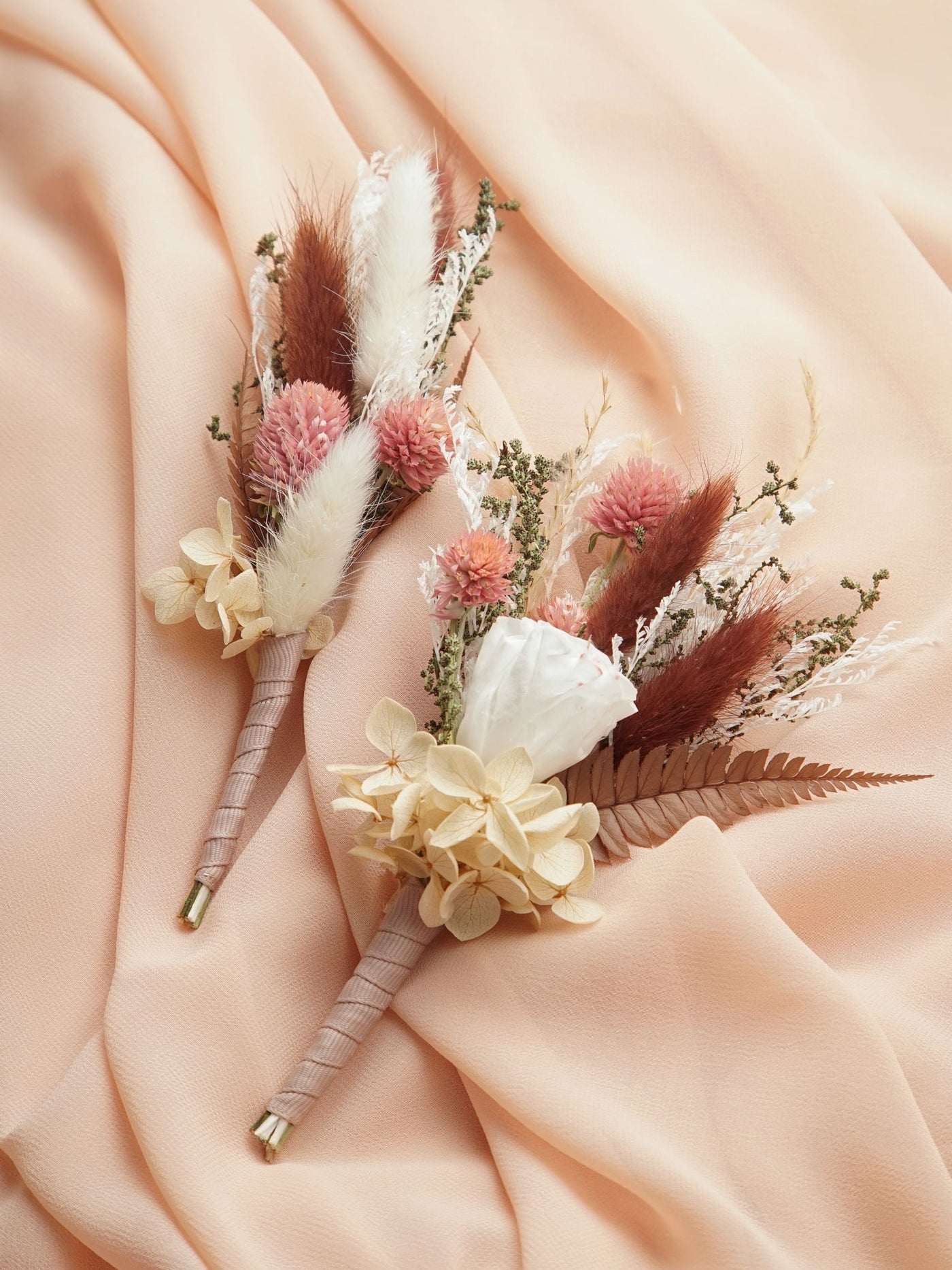 Blush And Coffee Wedding Boutonnieres