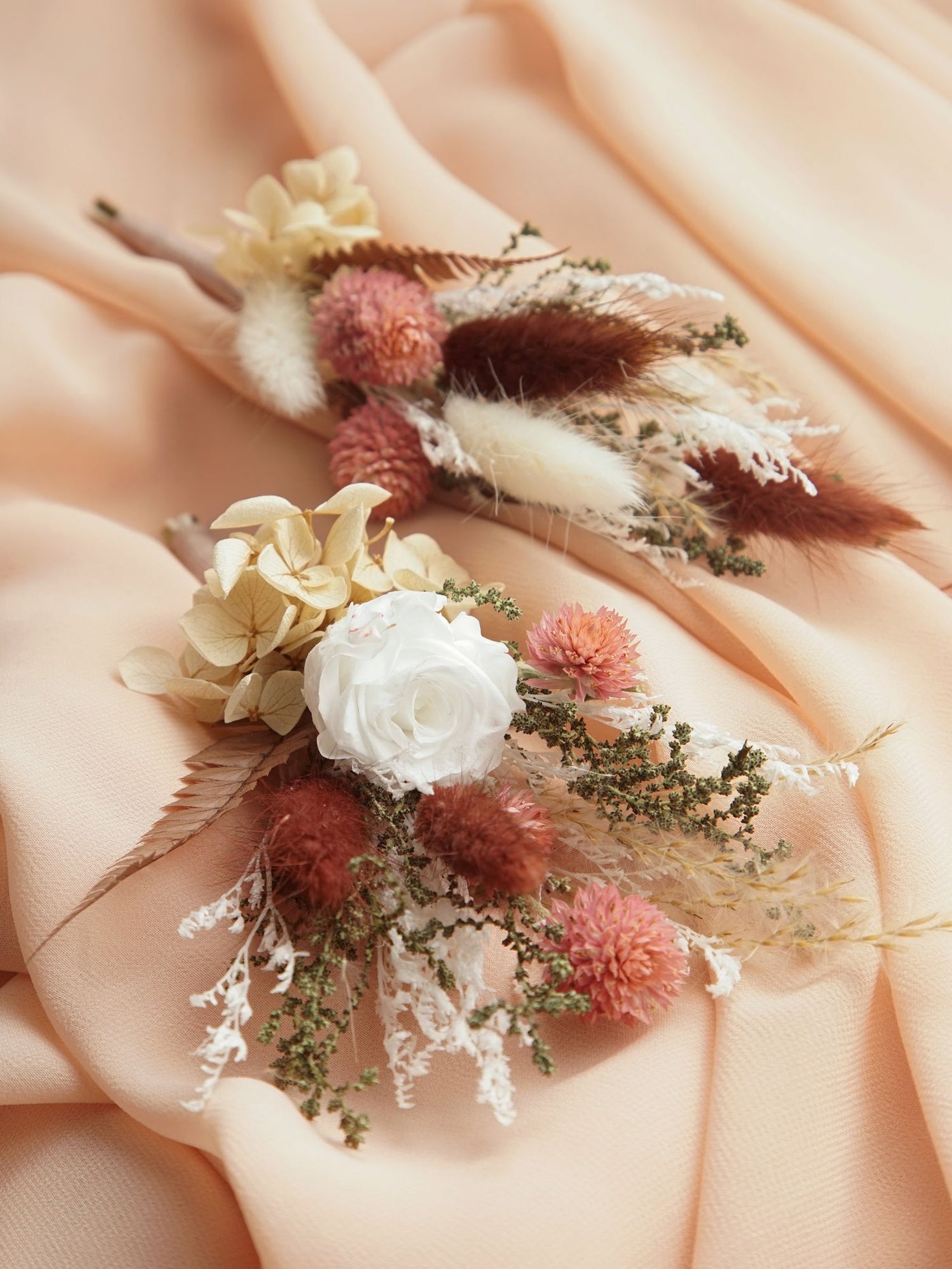 Blush And Coffee Wedding Boutonnieres