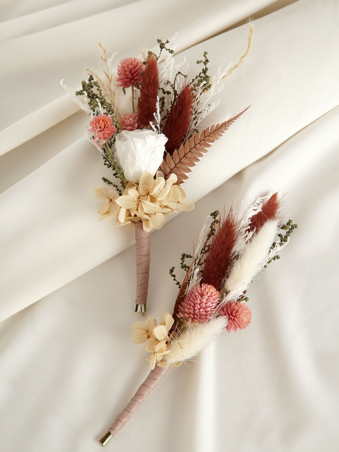 Blush And Coffee Wedding Boutonnieres