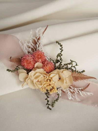 Blush And Coffee Wedding Wrist Corsage