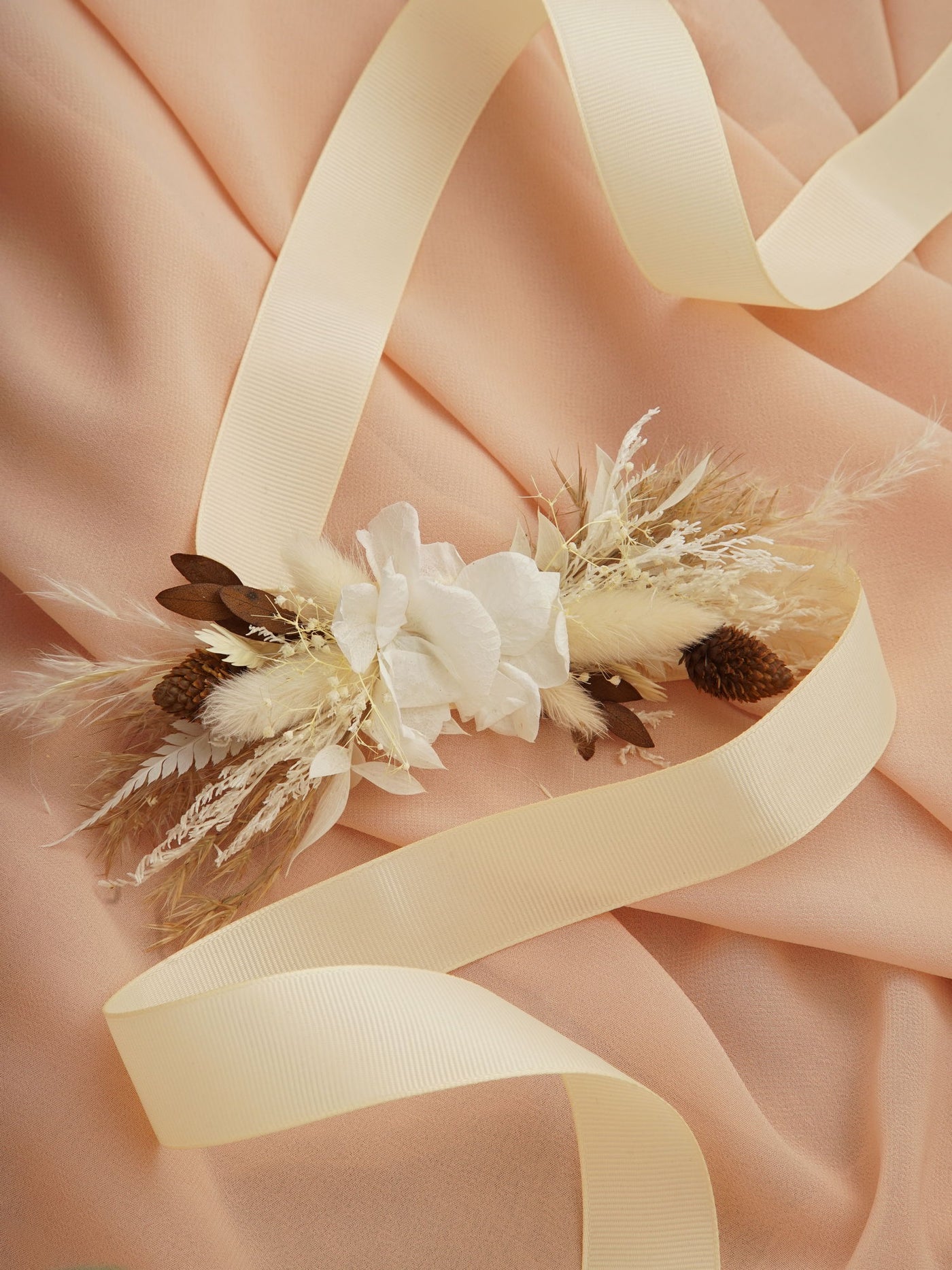 White And Russet Colored Wrist Corsage