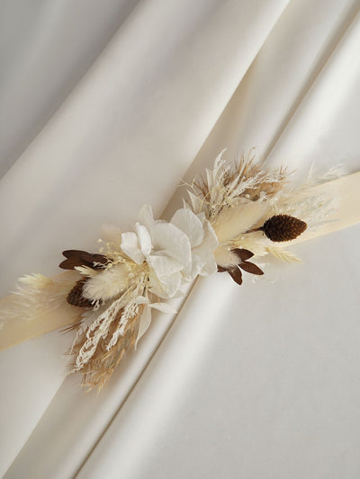 White And Russet Colored Wrist Corsage