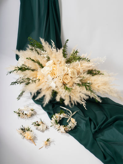 Dried Flower Boutonniere With Preserved Dusty Roses For Your Special Day