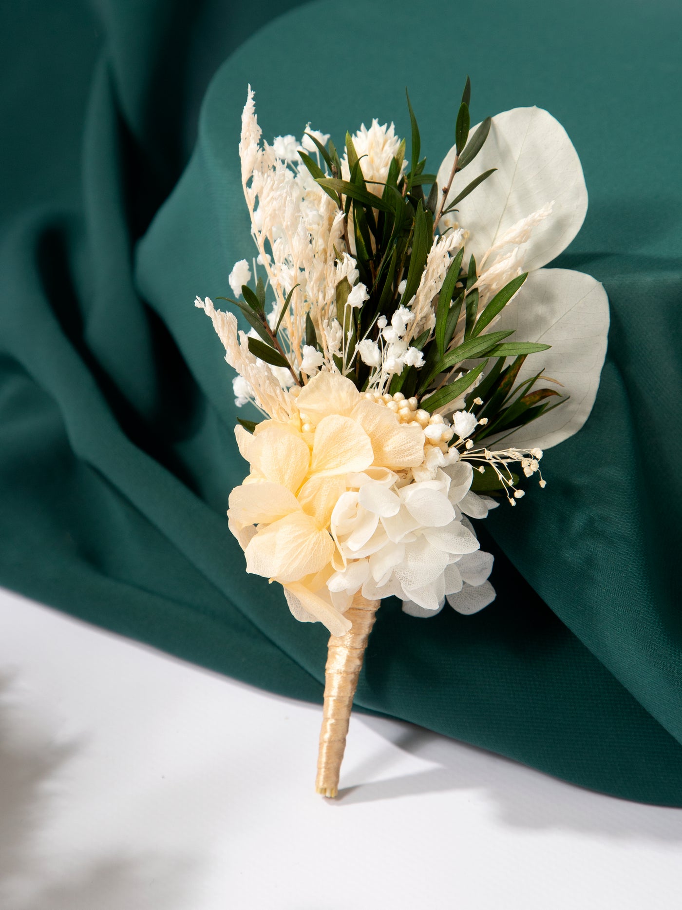 Dried Flower Boutonniere With Preserved Dusty Roses For Your Special Day