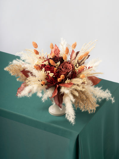 Centerpiece Burgundy With Terracotta Flowers For Your Special Day