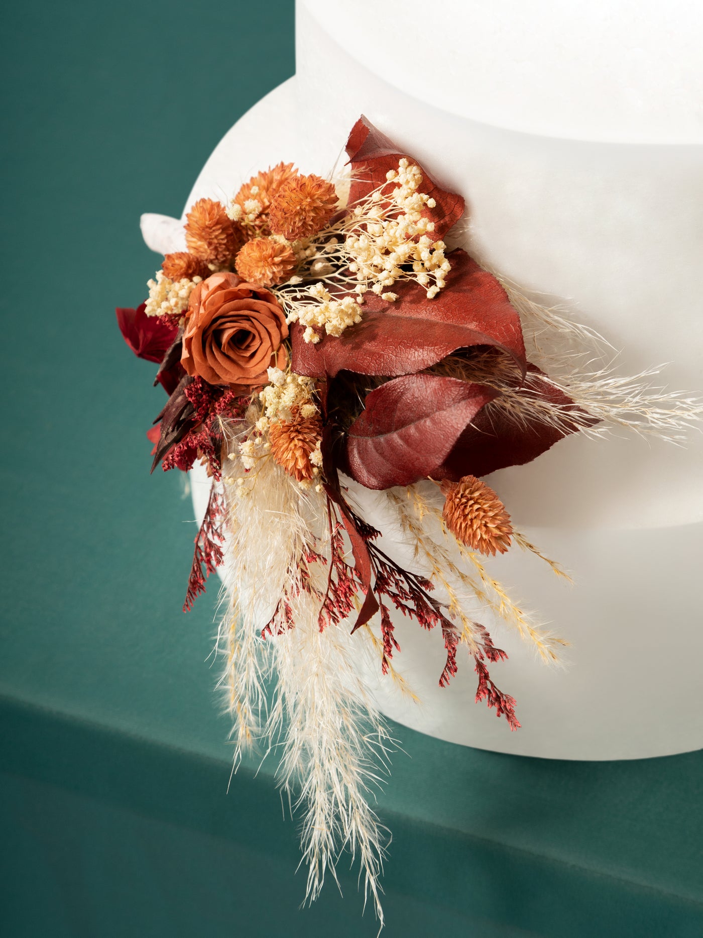 Cake Topper Burgundy With Terracotta Flowers For Your Special Day