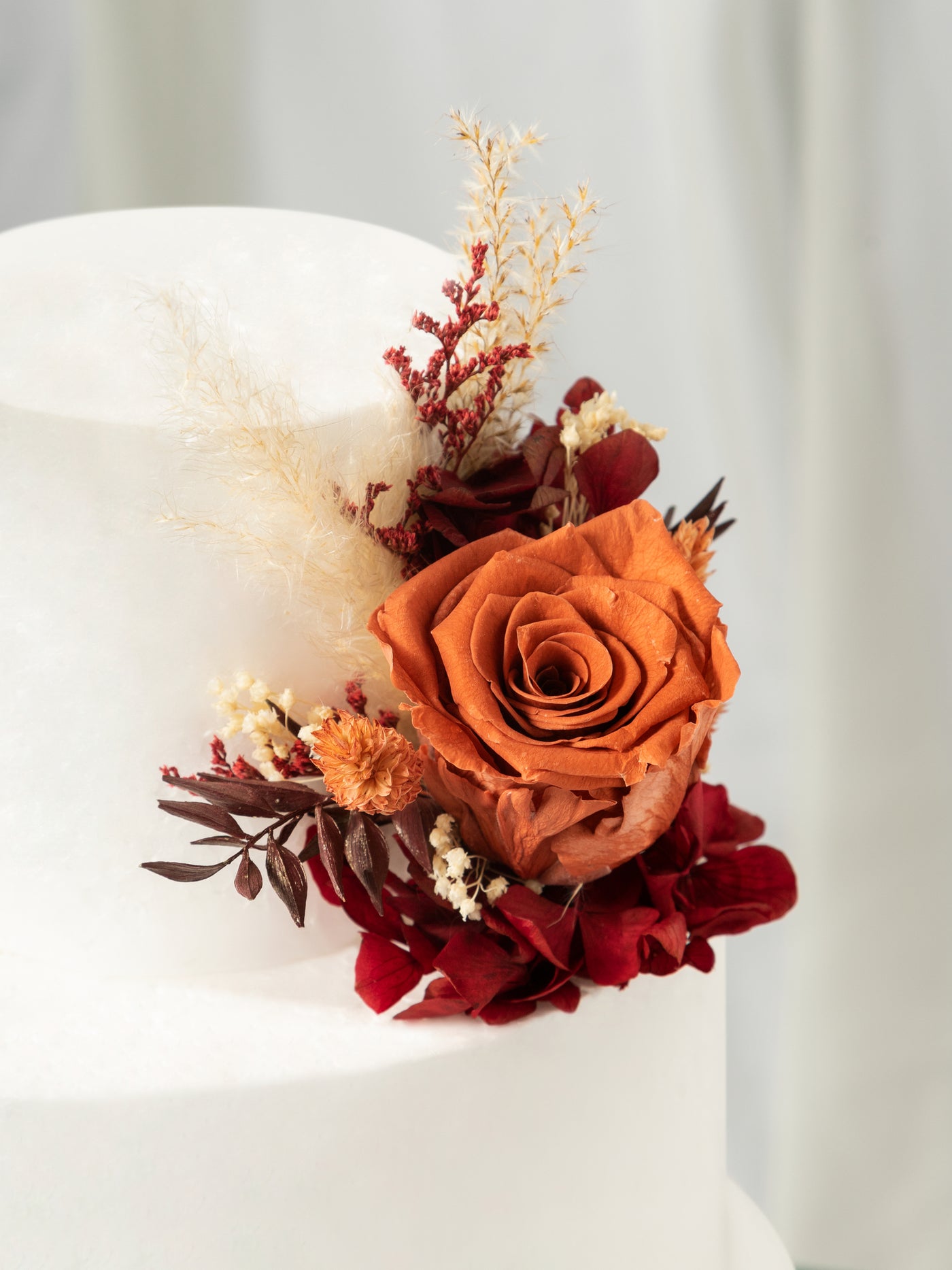 Cake Topper Burgundy With Terracotta Flowers For Your Special Day