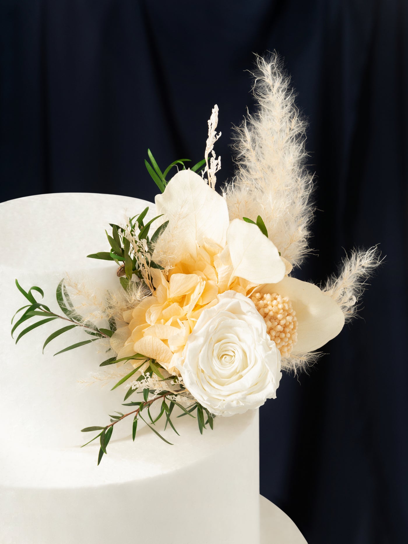 Cake Topper With Preserved Dusty Roses For Your Special Day