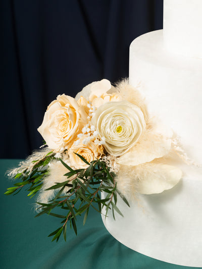 Cake Topper With Preserved Dusty Roses For Your Special Day