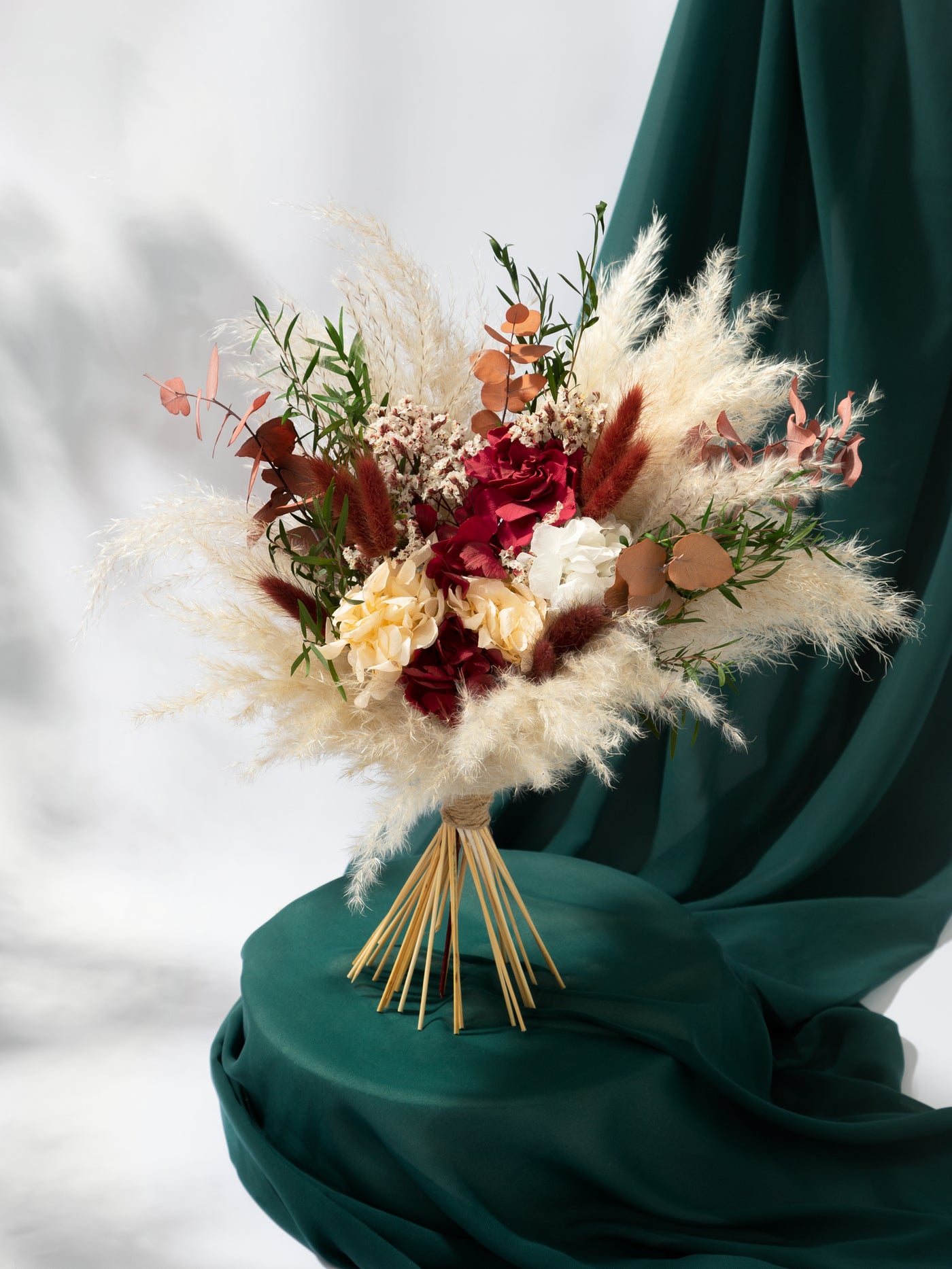 Bridesmaid Bouquet With Romantic Marsala Dusty Rose And Hydrangea