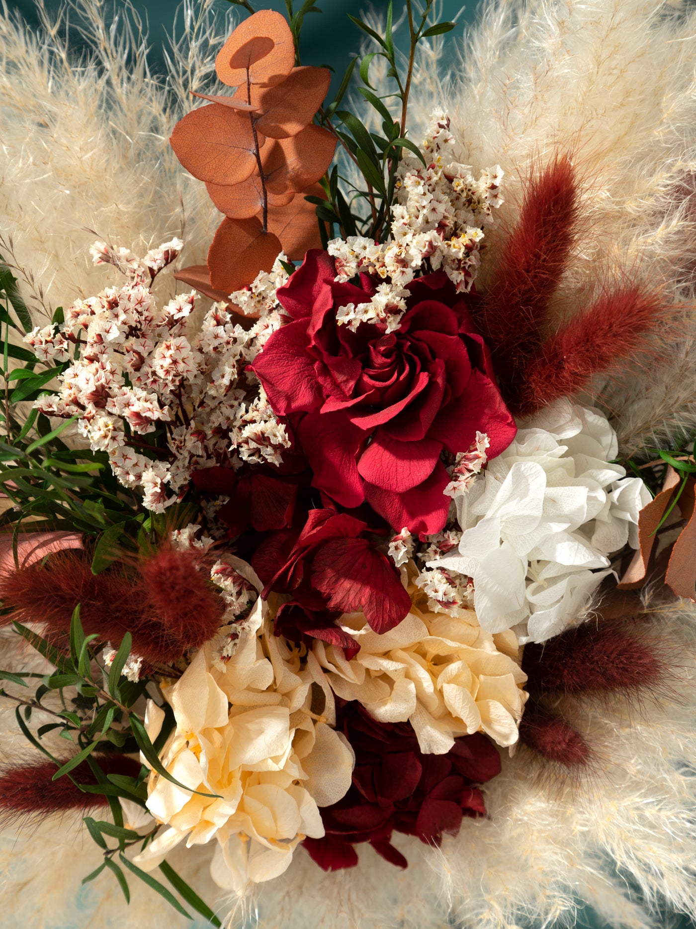 Bridesmaid Bouquet With Romantic Marsala Dusty Rose And Hydrangea