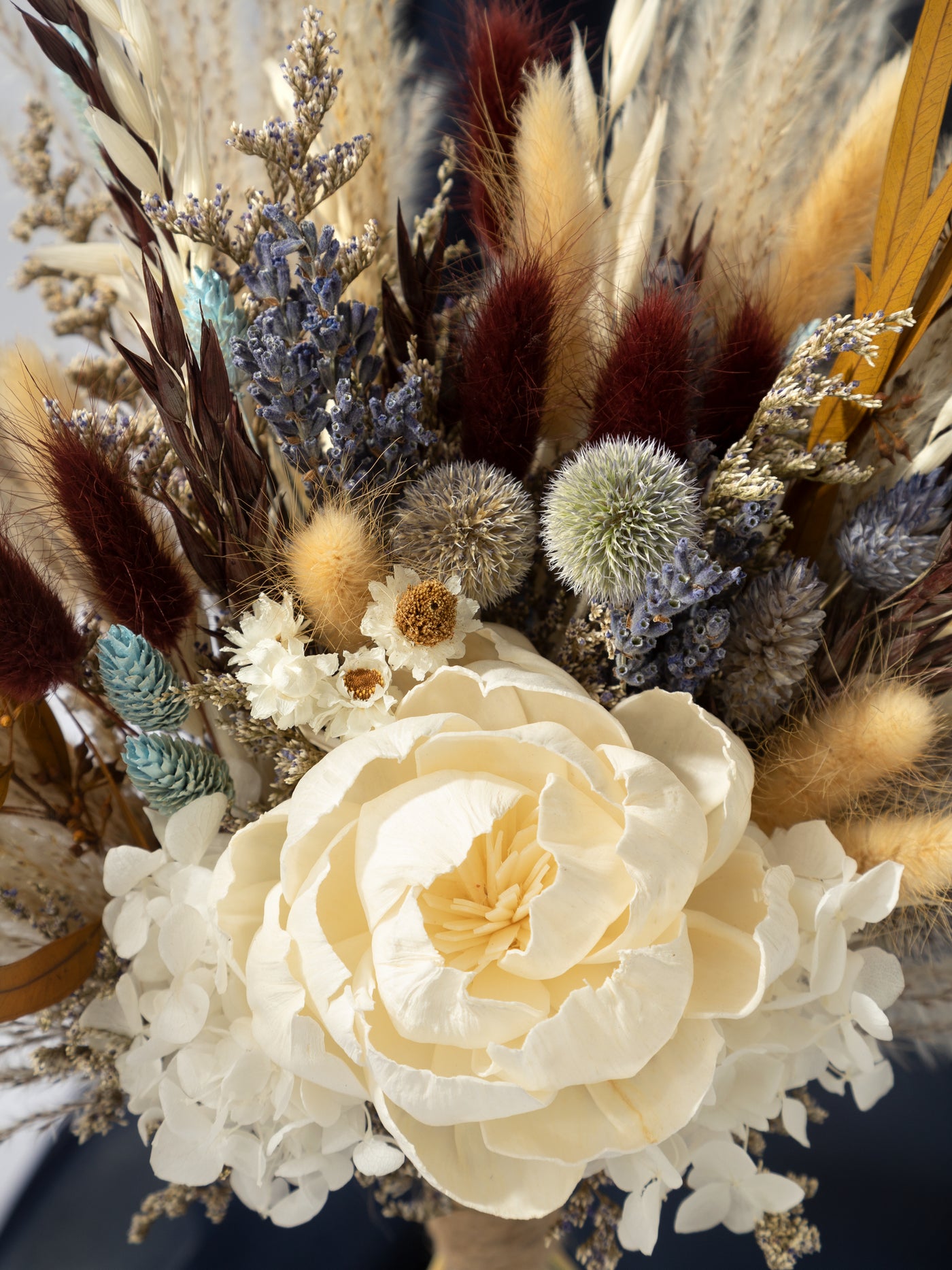 Bridesmaid Bouquet With A Beige And Navy Rustic Flower Of Roses