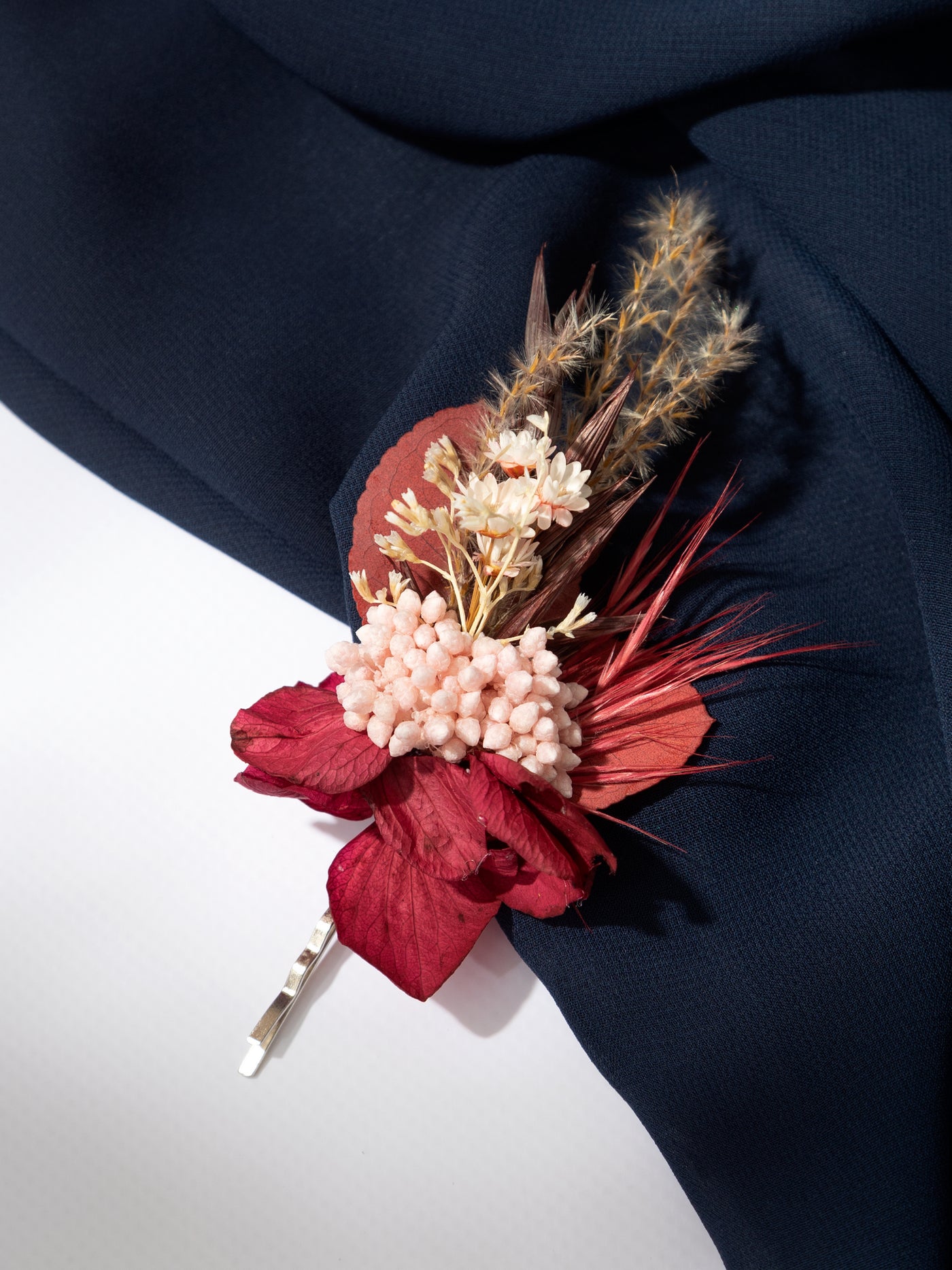 Flower Hair Pin  Burgundy With Dusty Rose For Your Special Day