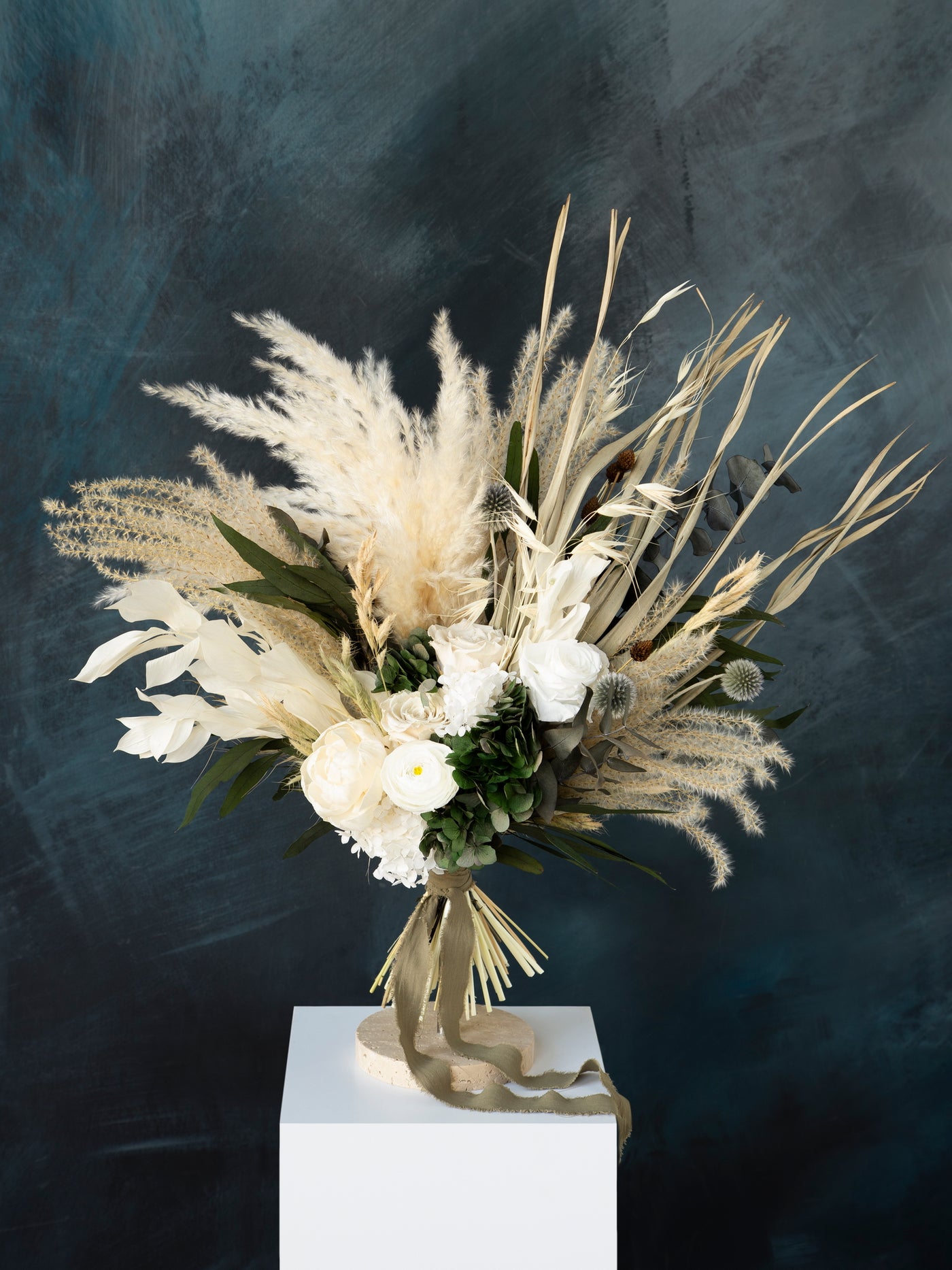 Sage green and white wedding bouquet