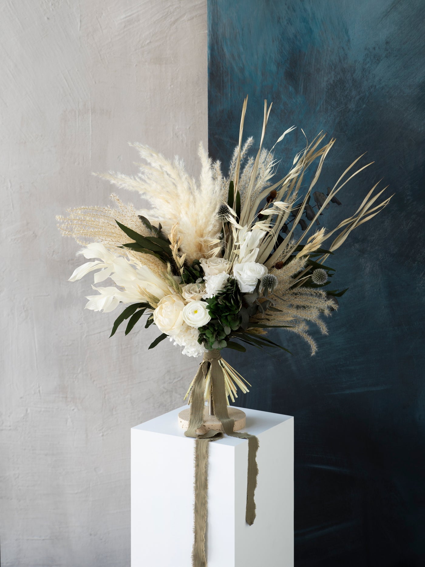 Sage green and white wedding bouquet